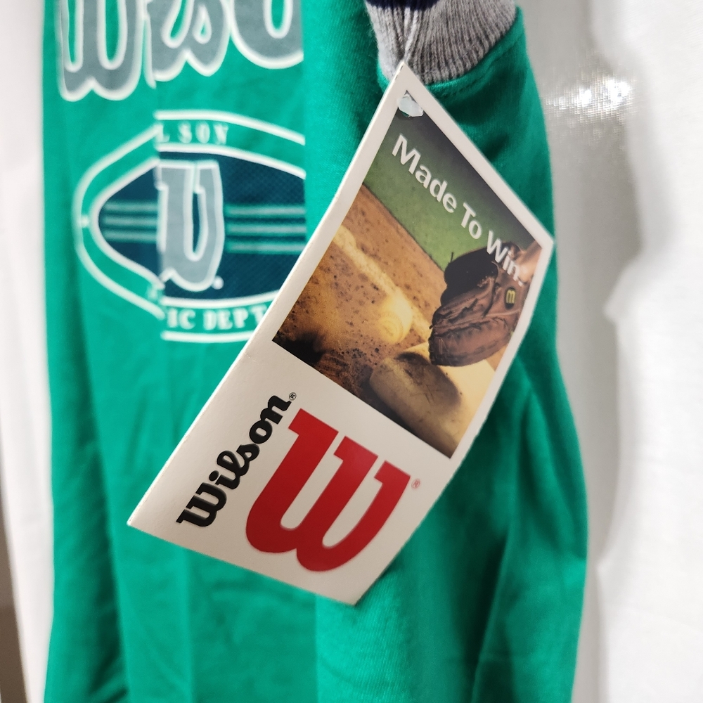 Vintage 80s Wilson Mens XL Sleeveless Athletic Dept Wear Tank Top Green Shirt - Picture 4 of 6